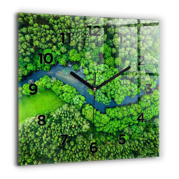 Square wall clock River in the forest