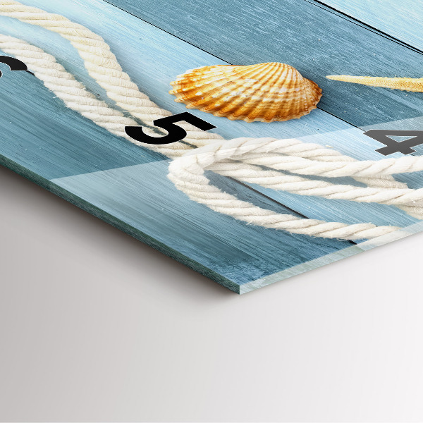 Square wall clock Boards stripes and shell