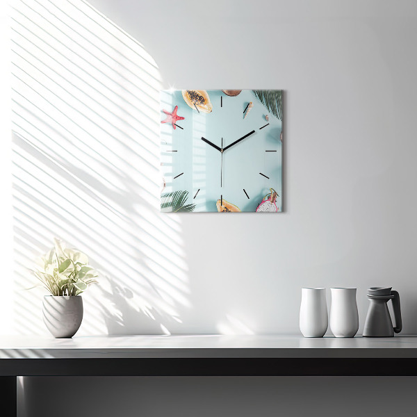 Square wall clock Summer composition
