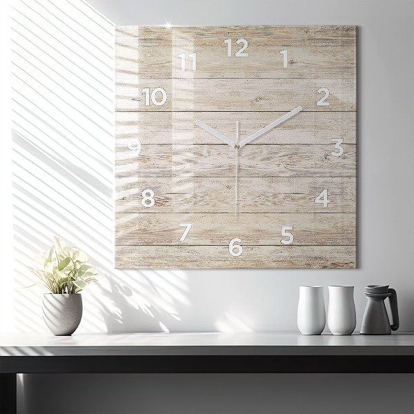 Square wall clock Wooden panels
