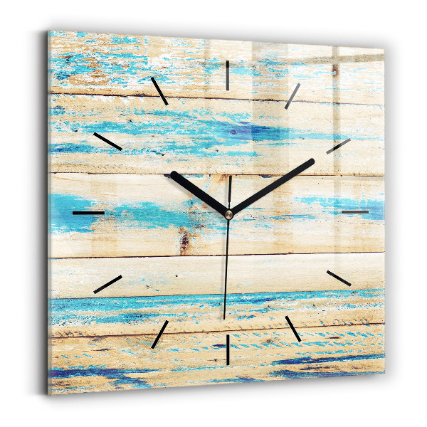 Square wall clock Scratched wood