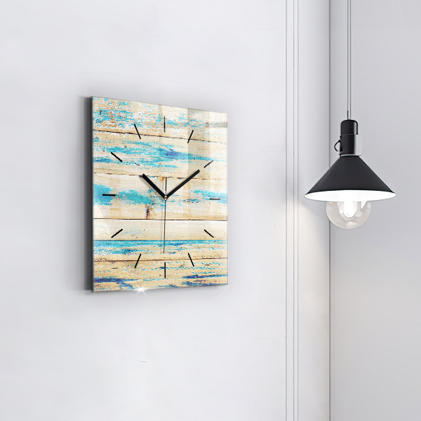 Square wall clock Scratched wood