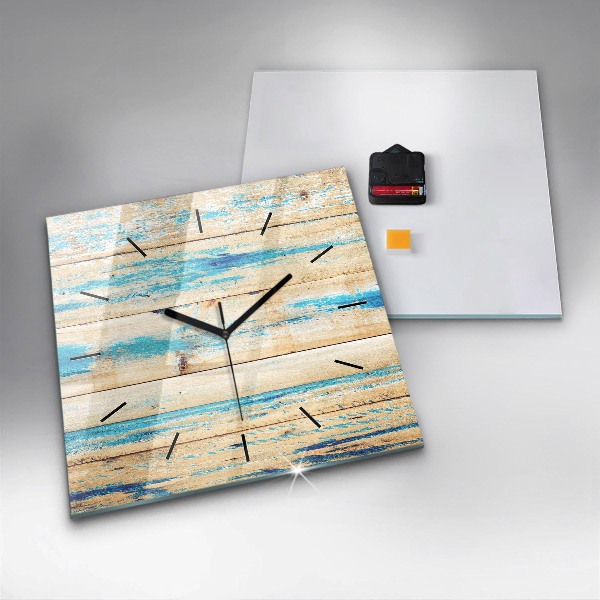 Square wall clock Scratched wood