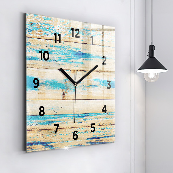 Square wall clock Scratched wood