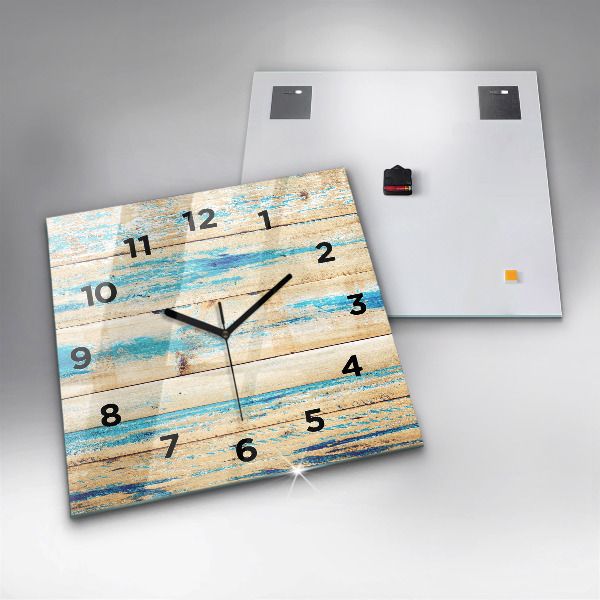 Square wall clock Scratched wood