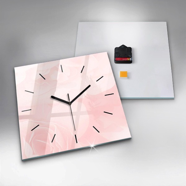 Square wall clock Blooming roses