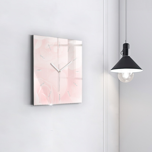 Square wall clock Blooming roses