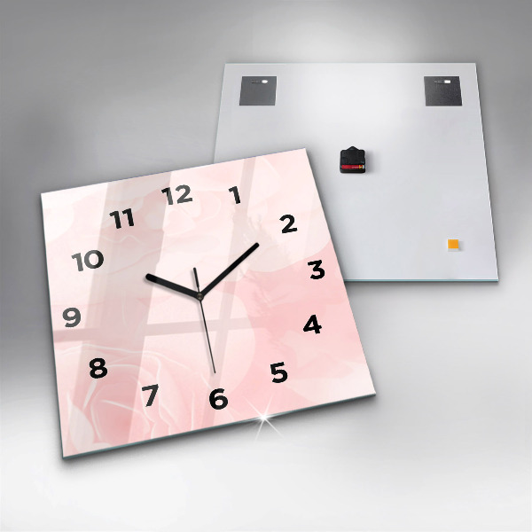 Square wall clock Blooming roses