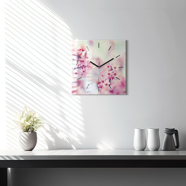 Square wall clock Spring flowers