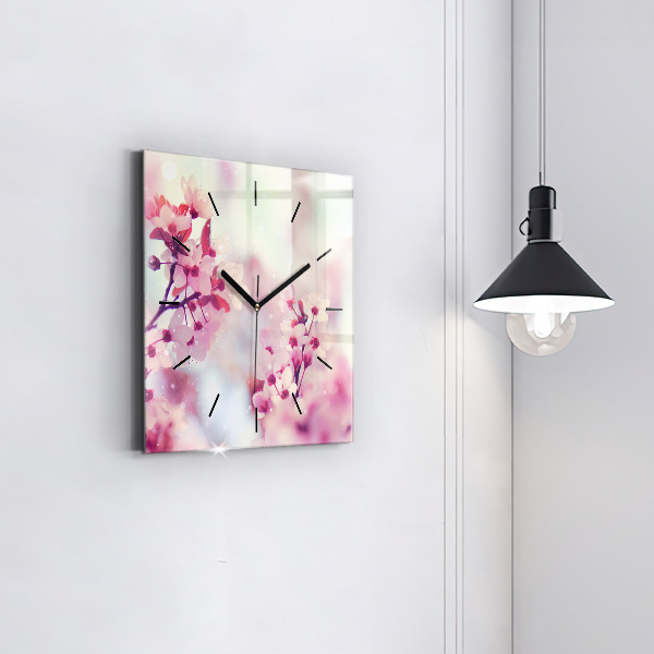 Square wall clock Spring flowers