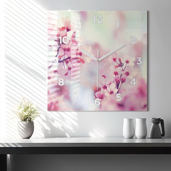 Square wall clock Spring flowers