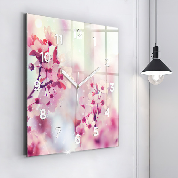 Square wall clock Spring flowers