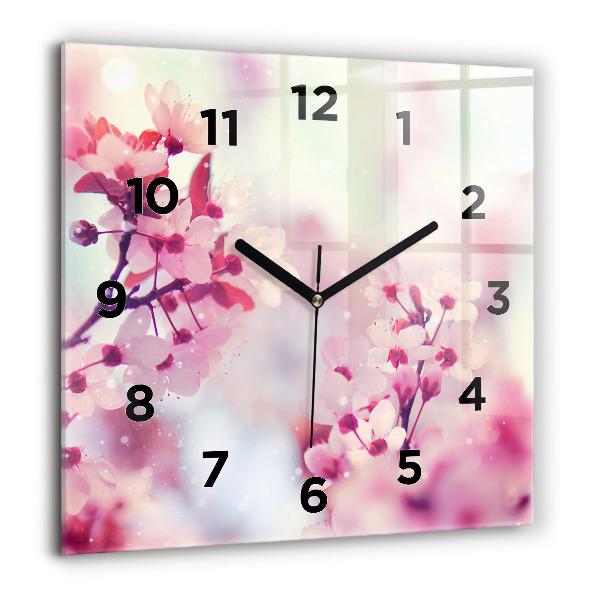 Square wall clock Spring flowers