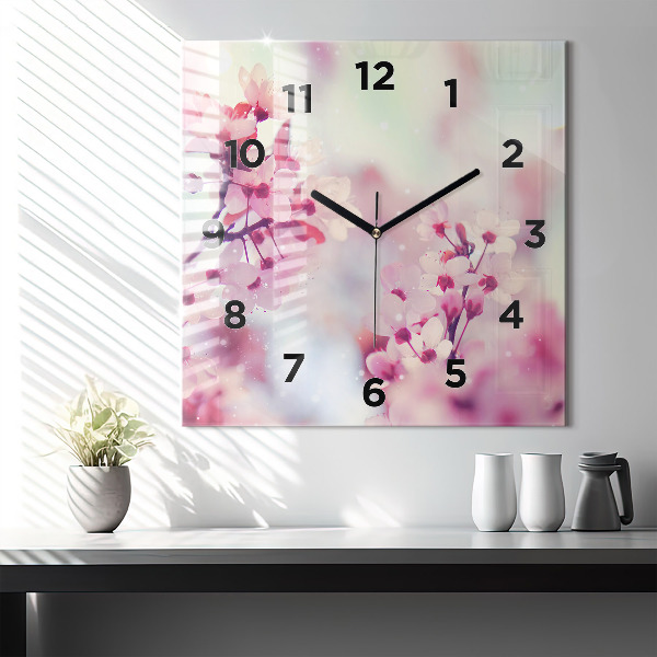 Square wall clock Spring flowers