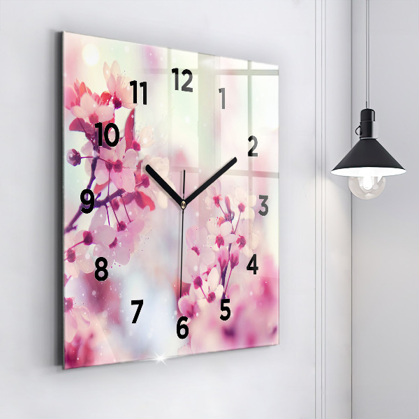 Square wall clock Spring flowers
