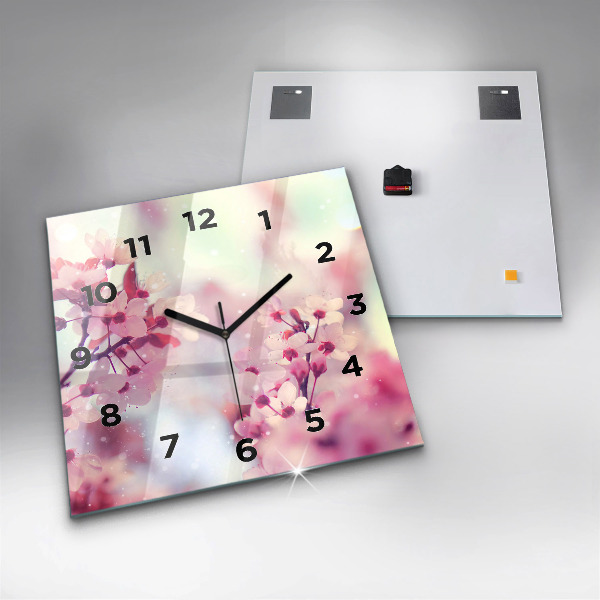 Square wall clock Spring flowers