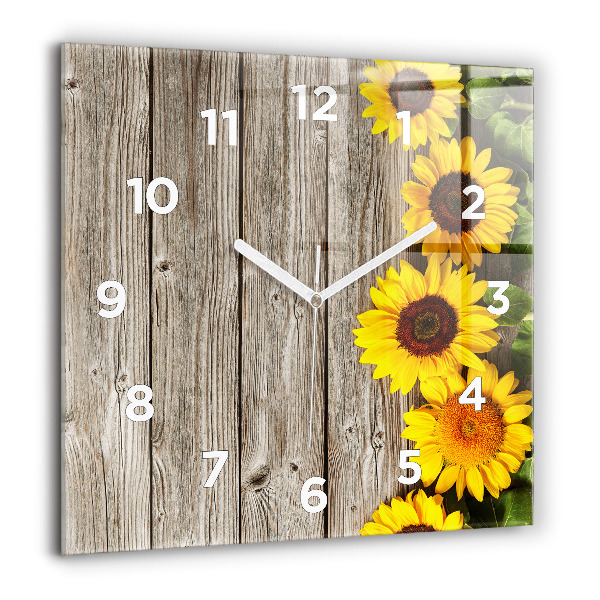 Square wall clock Sunflowers on boards
