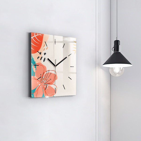 Square wall clock Hawaiian plants