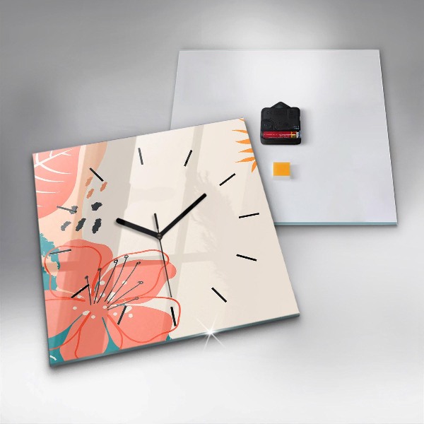 Square wall clock Hawaiian plants
