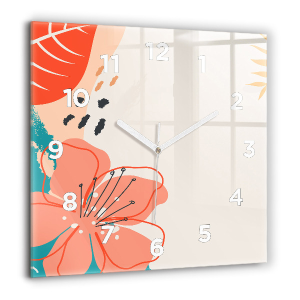 Square wall clock Hawaiian plants