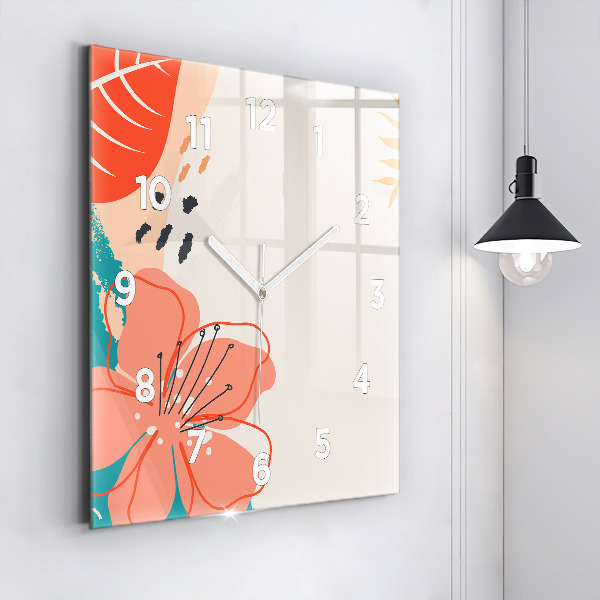 Square wall clock Hawaiian plants
