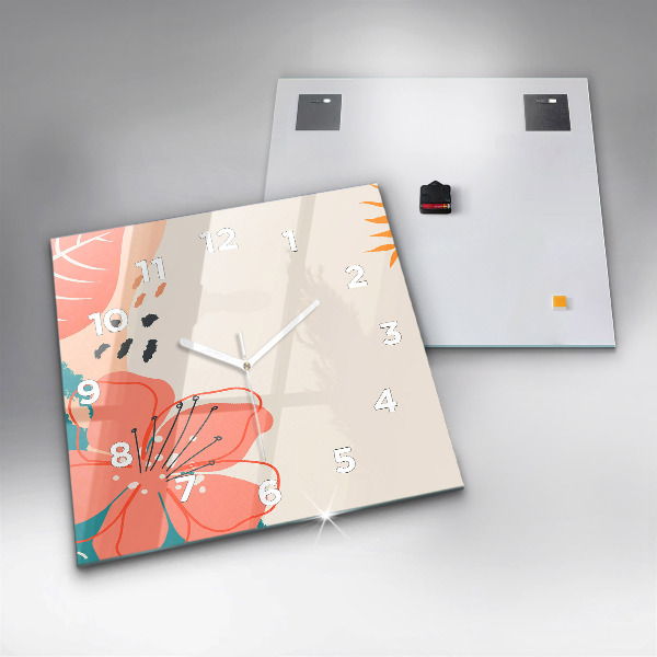 Square wall clock Hawaiian plants