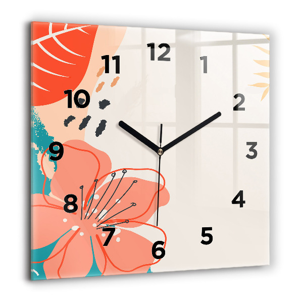Square wall clock Hawaiian plants