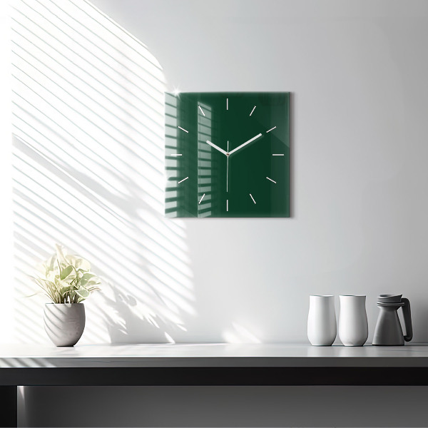 Square wall clock Color bottle green