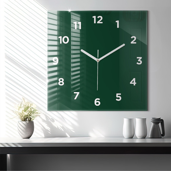Square wall clock Color bottle green