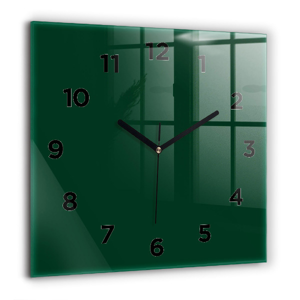 Square wall clock Color bottle green