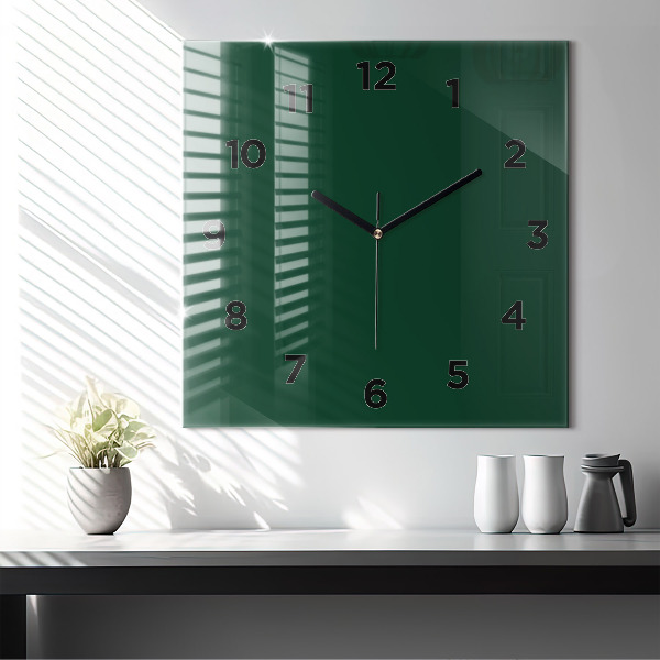 Square wall clock Color bottle green
