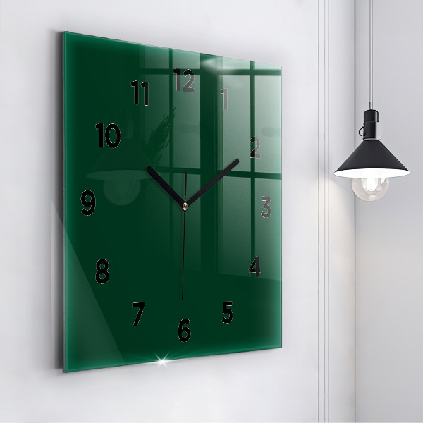 Square wall clock Color bottle green