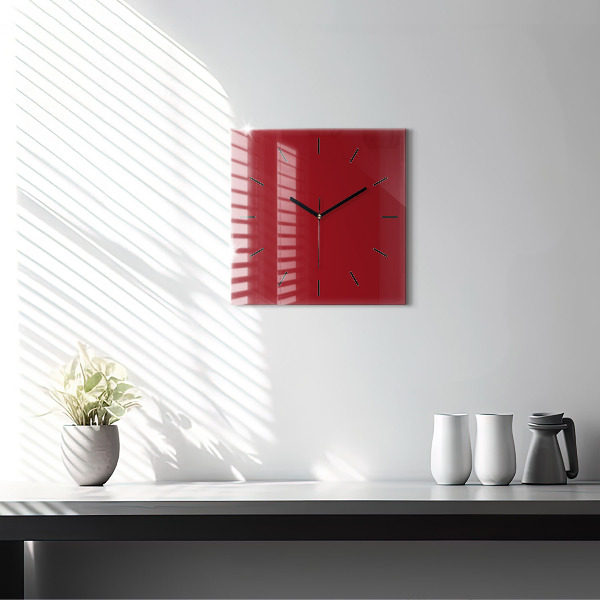 Square wall clock Red