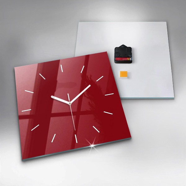Square wall clock Red