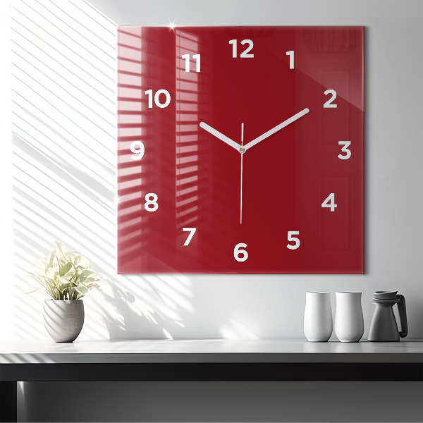 Square wall clock Red
