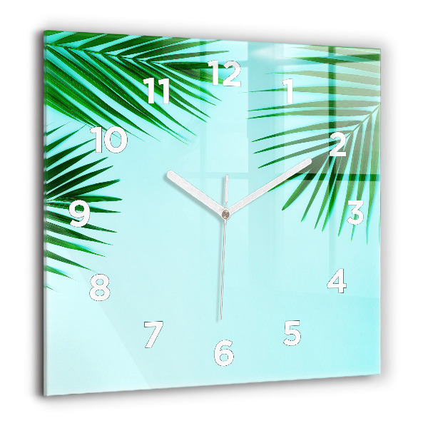 Square wall clock Green palm trees