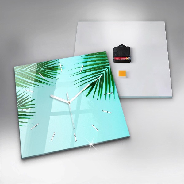 Square wall clock Green palm trees