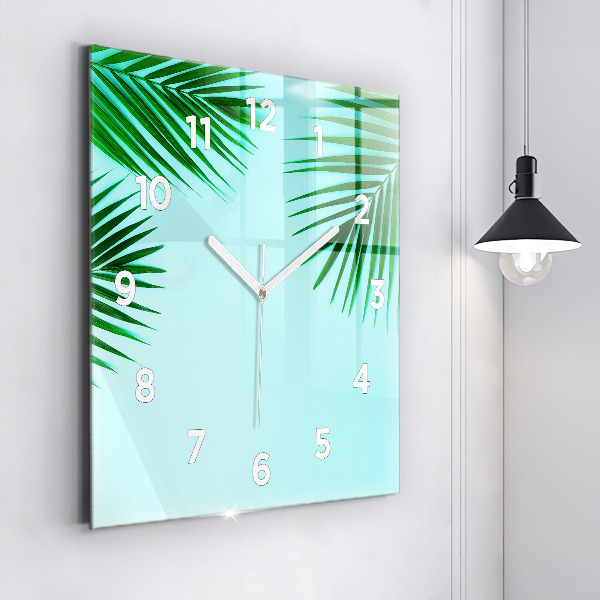 Square wall clock Green palm trees