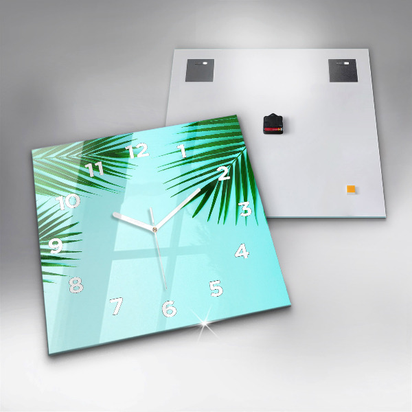 Square wall clock Green palm trees