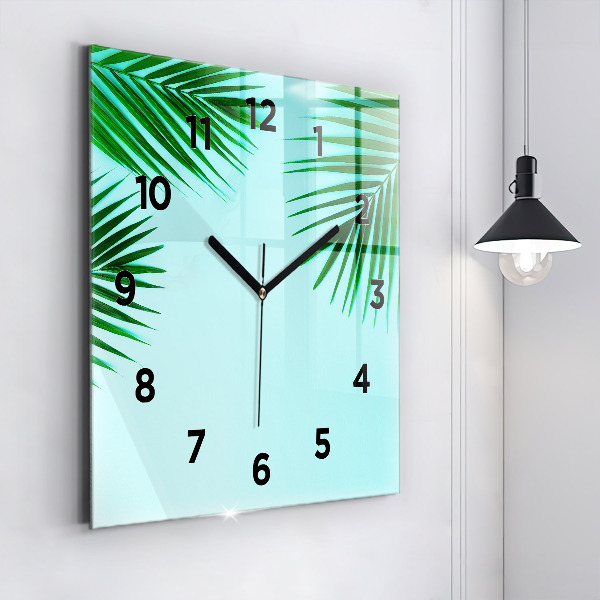 Square wall clock Green palm trees