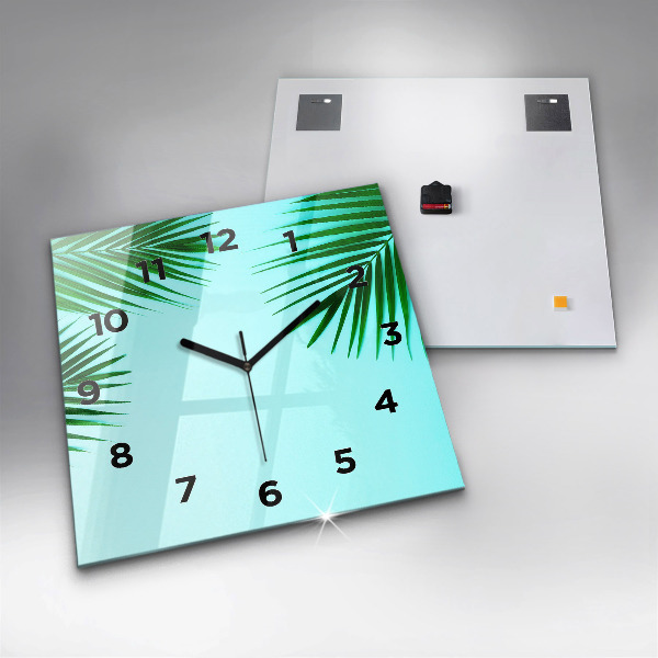 Square wall clock Green palm trees