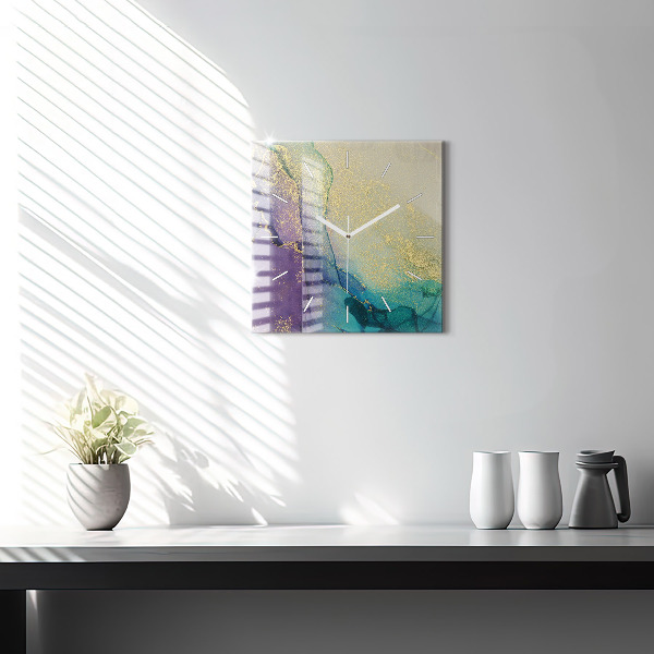 Square wall clock Abstraction of colors