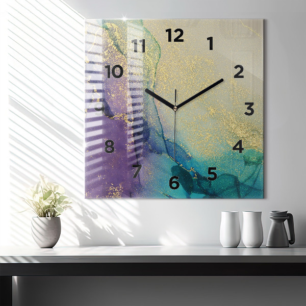 Square wall clock Abstraction of colors