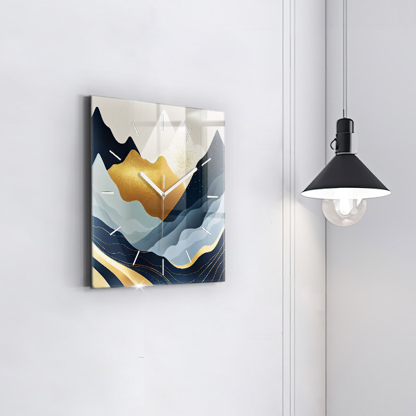 Square wall clock Abstract mountains