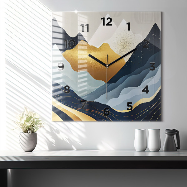 Square wall clock Abstract mountains