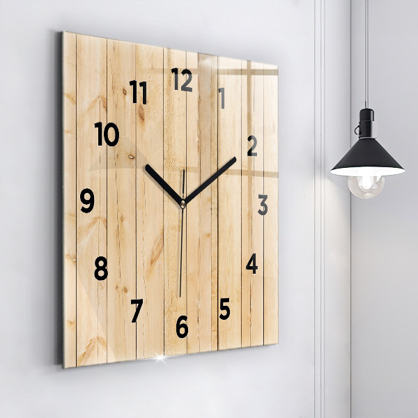 Square wall clock Wooden boards