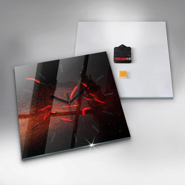 Square wall clock Chili peppers