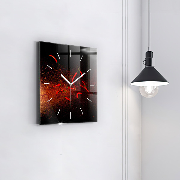 Square wall clock Chili peppers