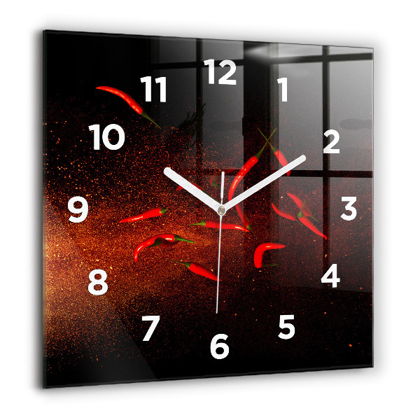 Square wall clock Chili peppers
