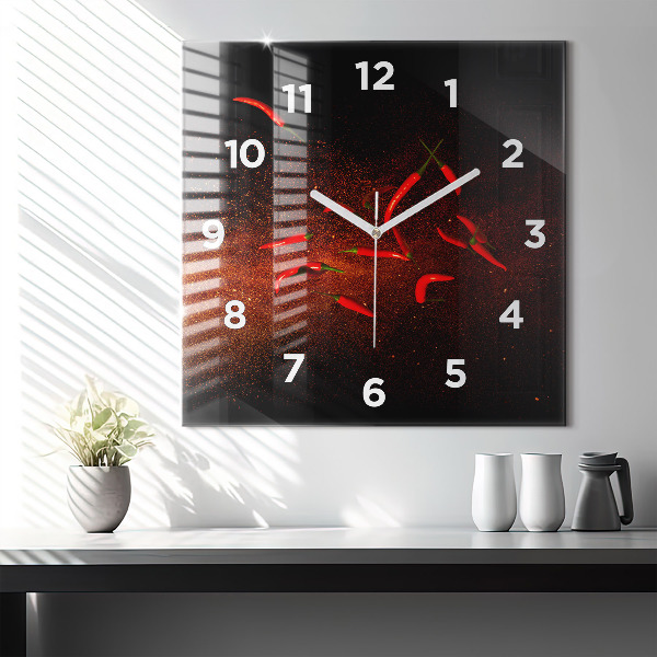 Square wall clock Chili peppers